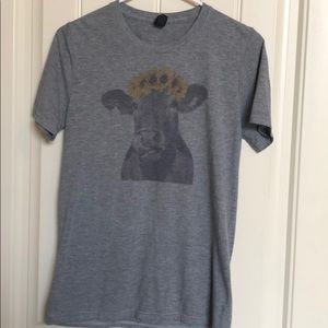 Grey sunflower cow tee